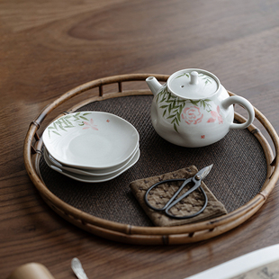 杯垫盖碗底托中式家用壶承隔热垫防烫茶托茶具茶道配件陶瓷杯碟