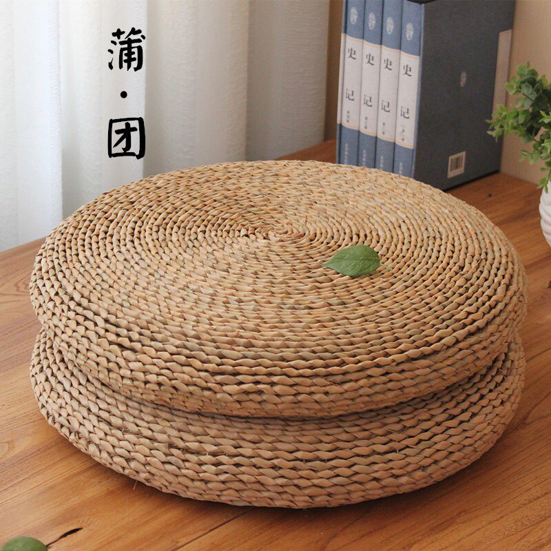 手工蒲草编制草编加厚圆形蒲团坐垫卧室坐垫飘窗田园草垫