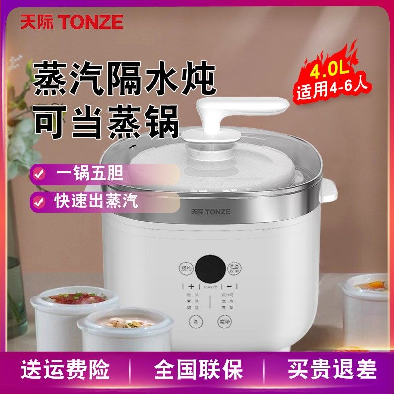 天际蒸汽电炖锅电炖盅 隔水炖汤锅养生锅 家用全自动陶瓷煲汤炖锅