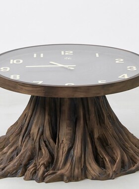 CoMokin树根钟表茶几创意年轮时钟桌子实木潮玩家具艺术潮流家居