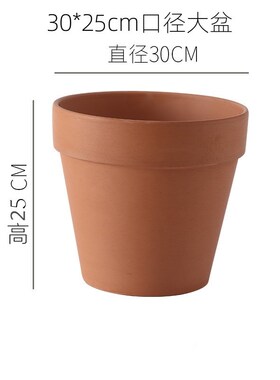 光星30cm大口径红陶花盆田园带底孔大型绿植花盆客厅落地透气花盆