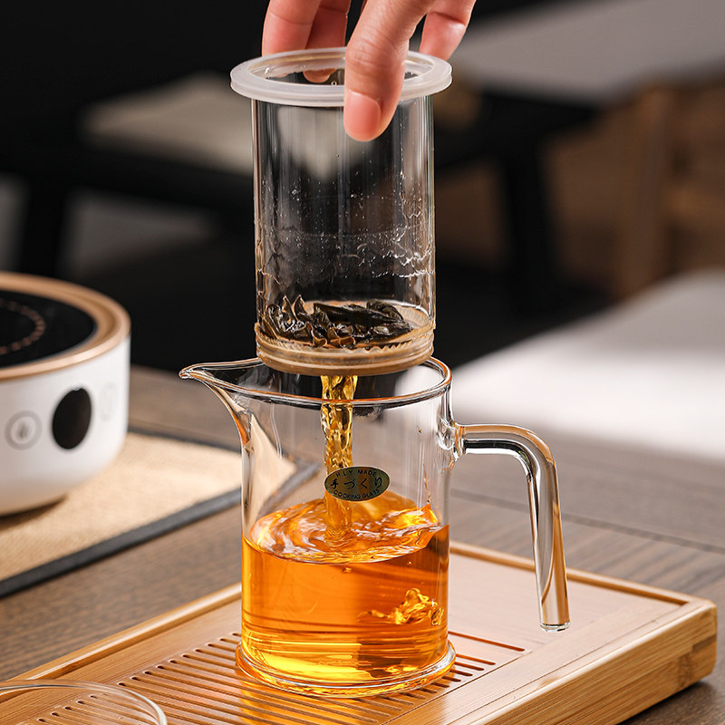 纱布过滤泡茶杯泡茶壶玻璃茶具玻璃泡茶器红茶泡茶杯绿茶泡