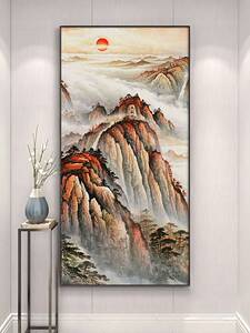 泰山图日出东方挂画入户门正对墙玄关装饰画有山无水过道走廊壁画