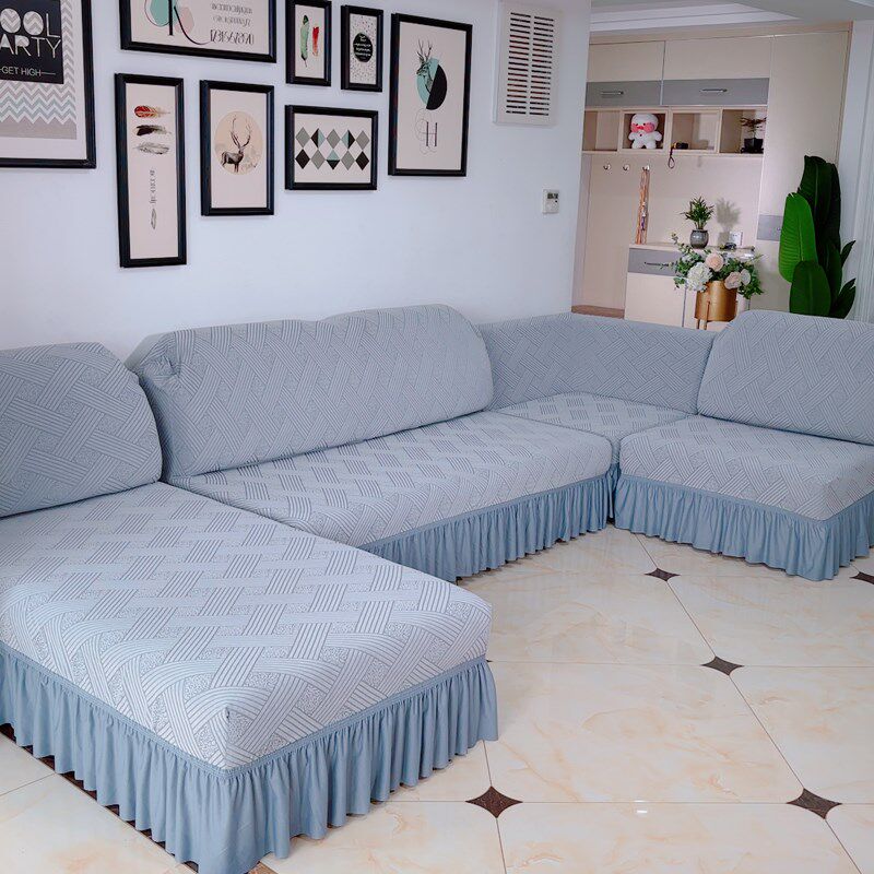 四季通用U型沙发套罩全套无扶手全包一体式加厚贵妃组合2024新款