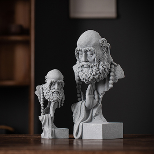 中式悟道达摩祖师茶宠摆件青砂石鱼缸造景家居客厅玄关桌面装饰品