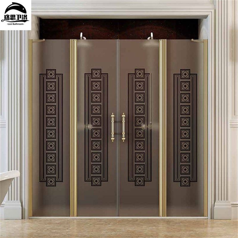 金色边框豪华欧式淋浴隔断屏风卫生间浴室工艺花纹淋浴房干湿分离,全屋定制,定制淋浴房,淘宝优惠券,粉丝福利购,淘宝优惠卷