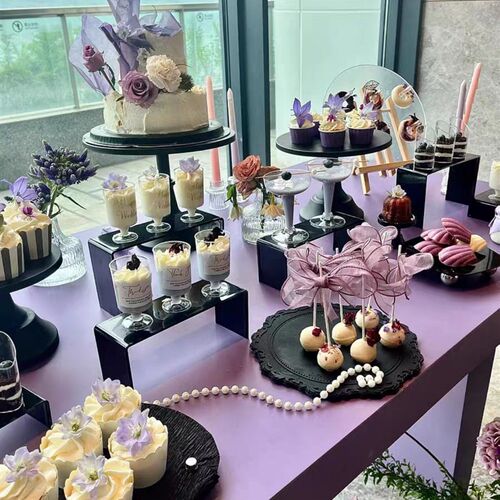 黑色甜品台展示架摆台摆件茶歇开业店庆年庆甜品台展示架摆台