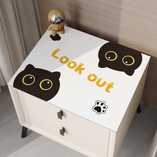 卡通猫床头柜保护垫子盖布防烫防水可爱高级感卧室台面皮革桌面垫