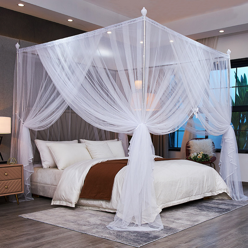 蚊帐加密不锈钢加粗加厚支架方顶三开门 2023豪华新款宫廷落地