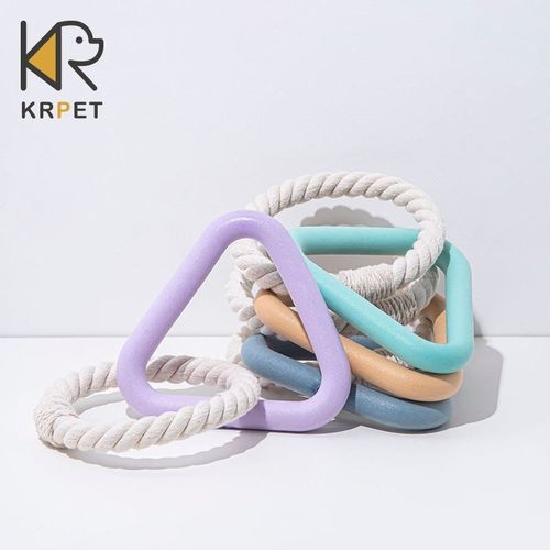 TPR橡胶棉绳编织拉环宠物拔河绳磨牙耐咬狗狗互动解闷玩具