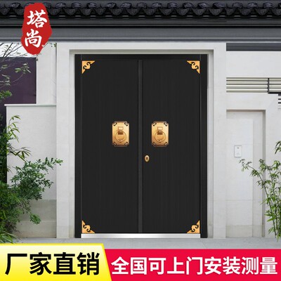 仿古中式农村自建房别墅铜门院子入户乡村庭院大门对开双开子母门