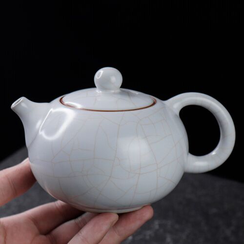 凝香阁 月白汝窑西施壶单壶 开片可养陶瓷茶具茶杯家用喝茶泡茶壶