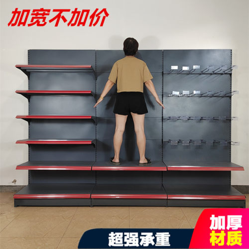 加宽加厚超市货架展示架便利店单面靠墙零食店百货店多层商店双面