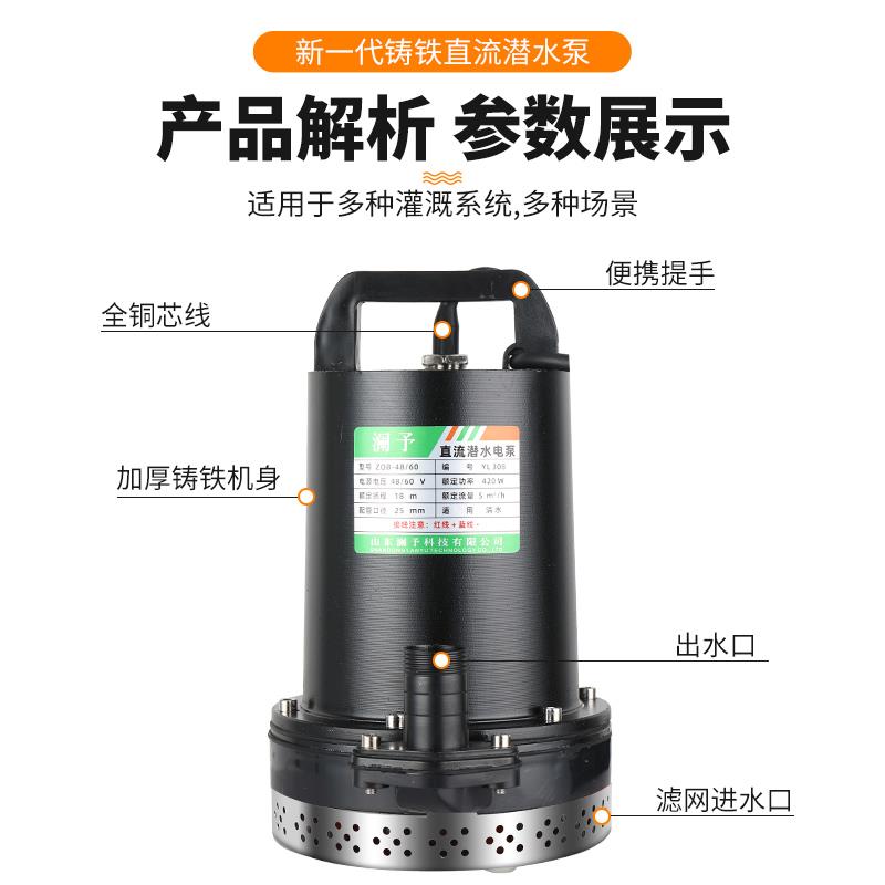 新款澜予12V24V48V60V72V直流潜水泵抽水泵家用电瓶车电动车包邮