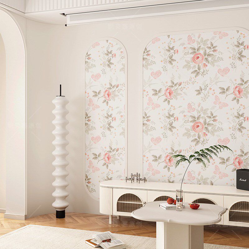 法式粉色装饰电视背景墙壁纸客厅改造出租房翻新墙面自粘防水贴纸,家居饰品,软装墙贴,淘宝优惠券,粉丝福利购,淘宝优惠卷