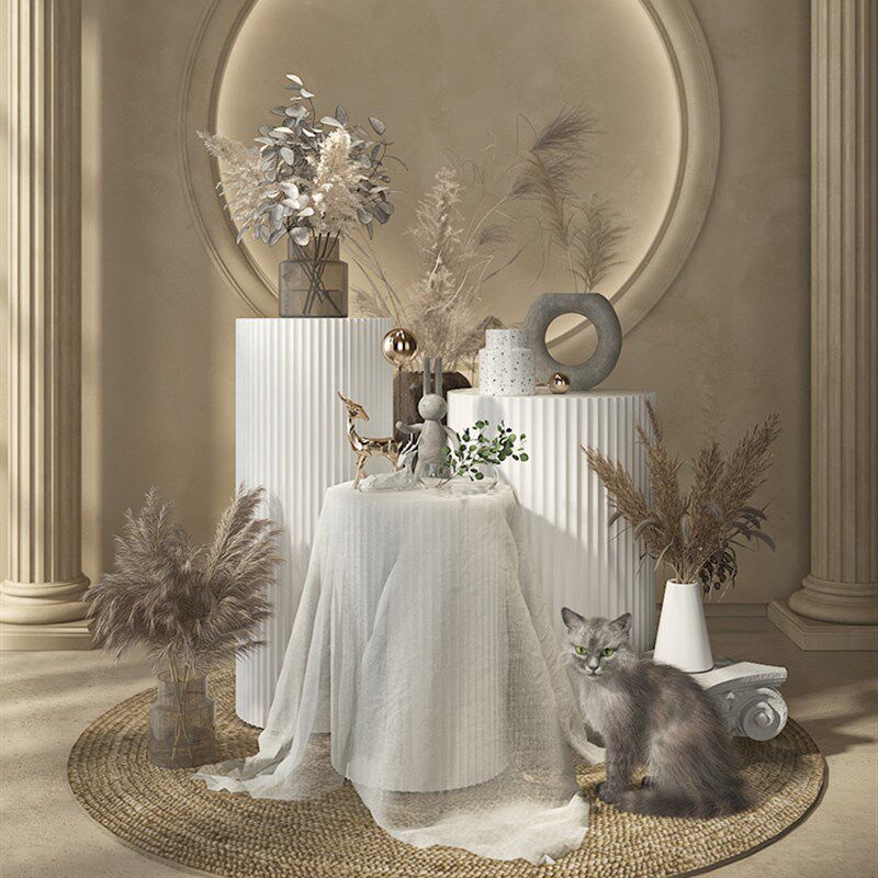 众匠坊圆柱商品展示台展会圆形装饰台橱窗陈列货架展示架流水台D4