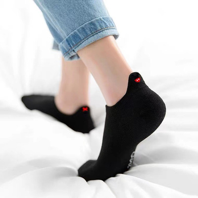 Instime 4 Pair/Lot Low Tube Boat Socks Gold Silk Embroidery