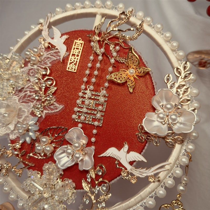 团扇结婚新娘diy材料包秀禾扇子婚礼喜扇高级感婚纱面中式手工,家居饰品,工艺扇/团扇/喜扇/折扇,淘宝优惠券,粉丝福利购,淘宝优惠卷