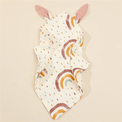 Newborn Baby Cotton Mulsin Comforter Carton Rabbit Ear Doubl