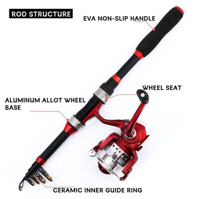 Fishing Pole Set Full Kits With Telescopic Fishing Rod And S