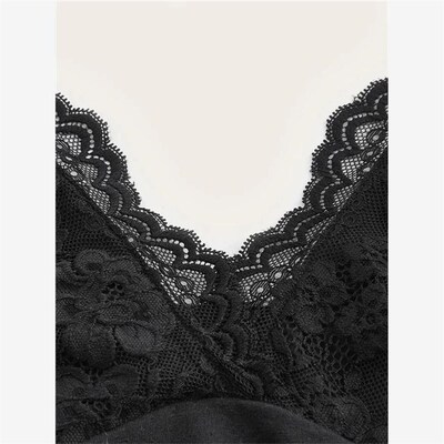 Goth Grunge Punk Black Lace Patchwork Halter Top Women Summe