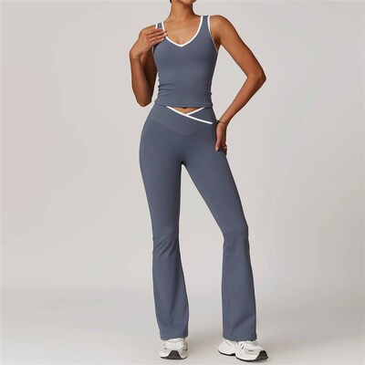 Women Clothes Yoga Set 2 Pieces Workout Outfits Fitness Spor