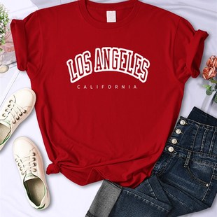 Los Angeles California Funny Letter Print Womens T-Shirt Str