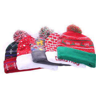2022 Year New Christmas LED Hat Knitted Light Illu Beanie