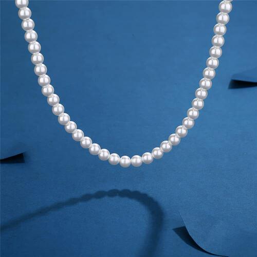Pearl Necklace Men Simple Handmade Strand Bead Necklace  New