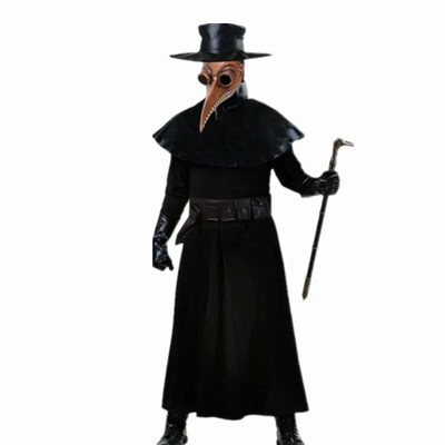 Plague Doctor Costume Hooded Cloak Long Nose Beak Latex Mask