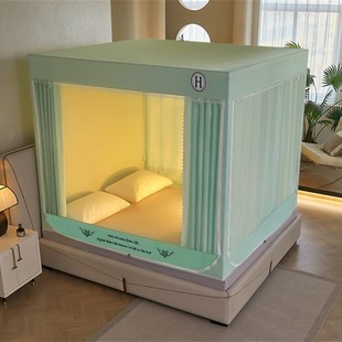 蚊帐家用202新款 回底床帘遮光一体1x190儿童1.5x1.9 床笠式