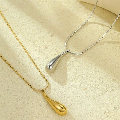 New INS Retro Exaggerated Stainless Steel Glossy Waterdrop H