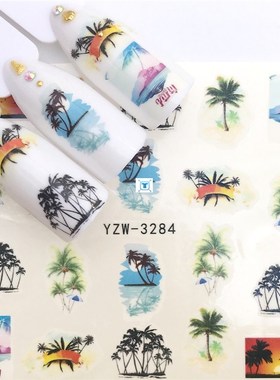 1pc Water Nail Stickers Decal Marine Life Flamingo Leaf