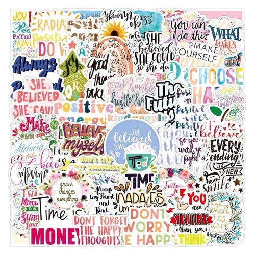 50Pcs pack Motivational Phrases Sticker Quotes Sentences-