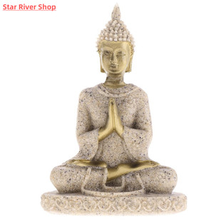 The Statue Sandstone Buddha Sculpture Meditation MagiDeal