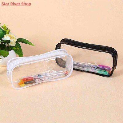 PVC Transparent Zipper Pencil Bag Pen Case Stationery Storag
