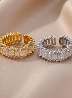 Fashion Gold Color Cubic Zircon Ring for Women Open