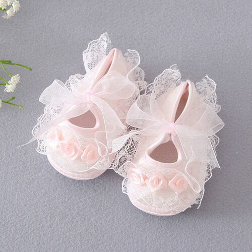 Princess Party Lace Floral Soft Sole Crib Shoes Newborn Baby