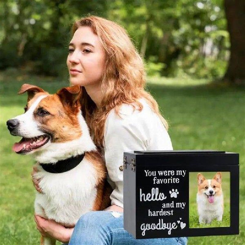 Pet Cremation Box Wooden Photo Frame Dog Ashes Keepsake Pet