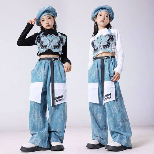 Children Sreet Dance Hip Hop Clothing for Kids Denim Vest Lo