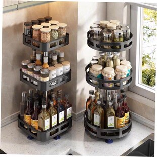 Kitchen seasoning rack Rotatable top corner seasoning rack