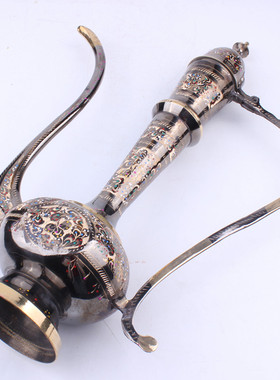 巴基斯坦铜器民族手工艺品酒壶民族壶大把壶摆件特色家居装饰摆设