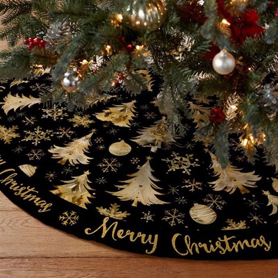 Christmas tree skirt short plush printed tree skirt圣诞树裙