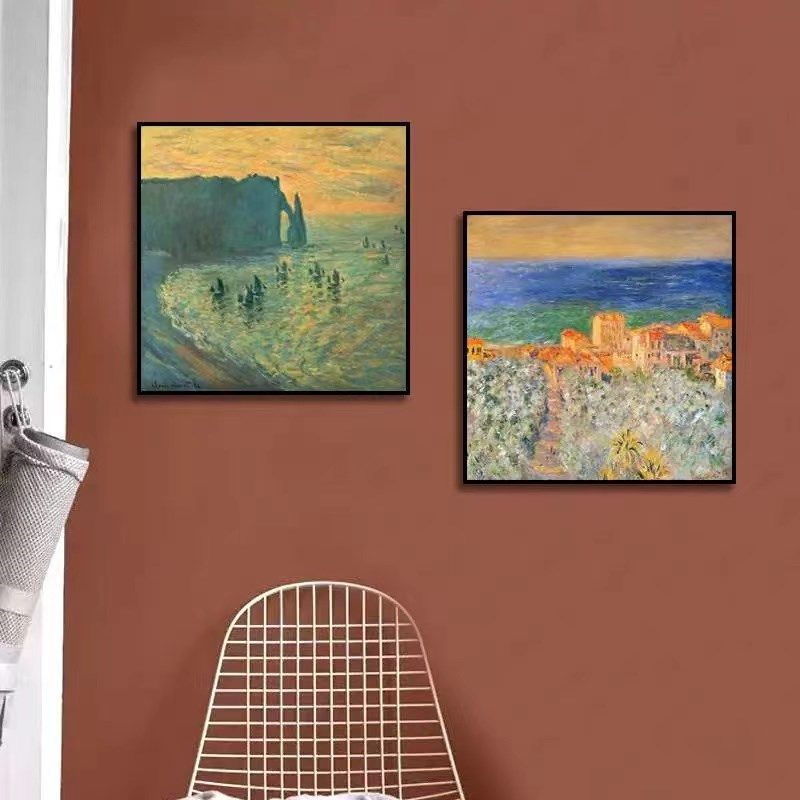 莫奈日出装饰画小尺寸正方形餐边柜玄关摆画抽象艺术油画客厅挂画,家居饰品,现代装饰画,淘宝优惠券,粉丝福利购,淘宝优惠卷