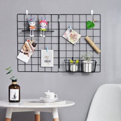 Ins Home Wall Decoration Iron Grid Decor DIY Hanging Rack Wa