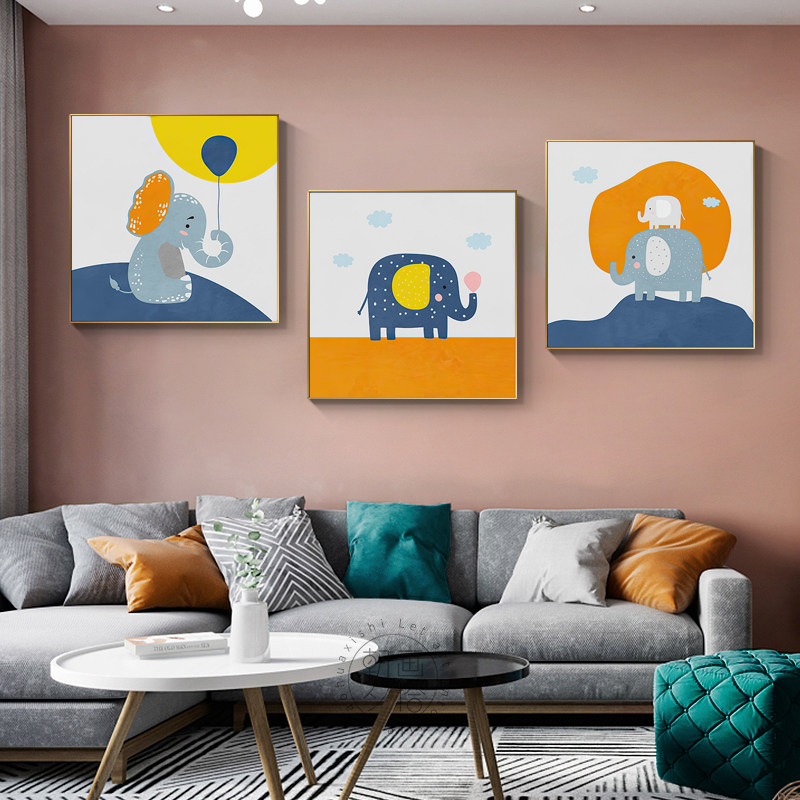 儿童房装饰画男孩女孩卧室房间挂画客厅沙发背景墙壁画卡通墙画,家居饰品,现代装饰画,淘宝优惠券,粉丝福利购,淘宝优惠卷