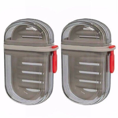 2Pcs Transparent Soap Case Anti-Slip Plastic Sealing Soap