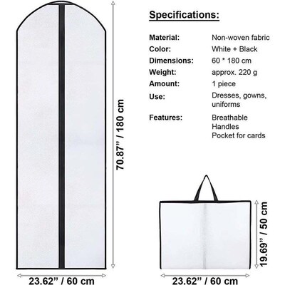 60x180cm Clothes Dust Cover Garment Suit Dress Jacket Clothe