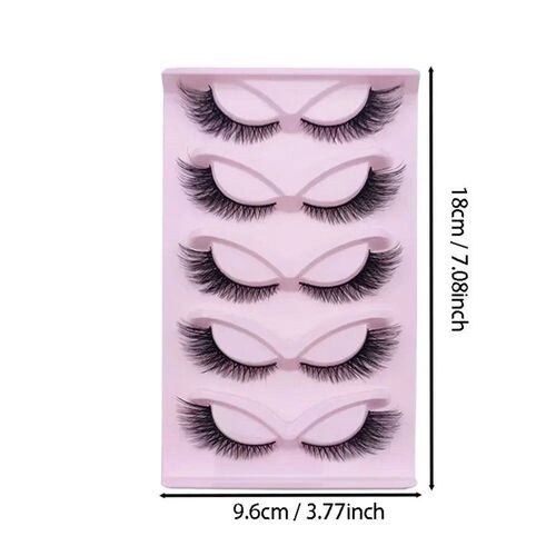 5 Pairs Cat Eye Lashes Wispy Fake Lashes Fluffy Cat Eye Lash