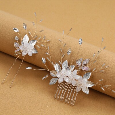 3PCS Fairy Hairpins Tiaras Flower Hair Combs For Women Rhine
